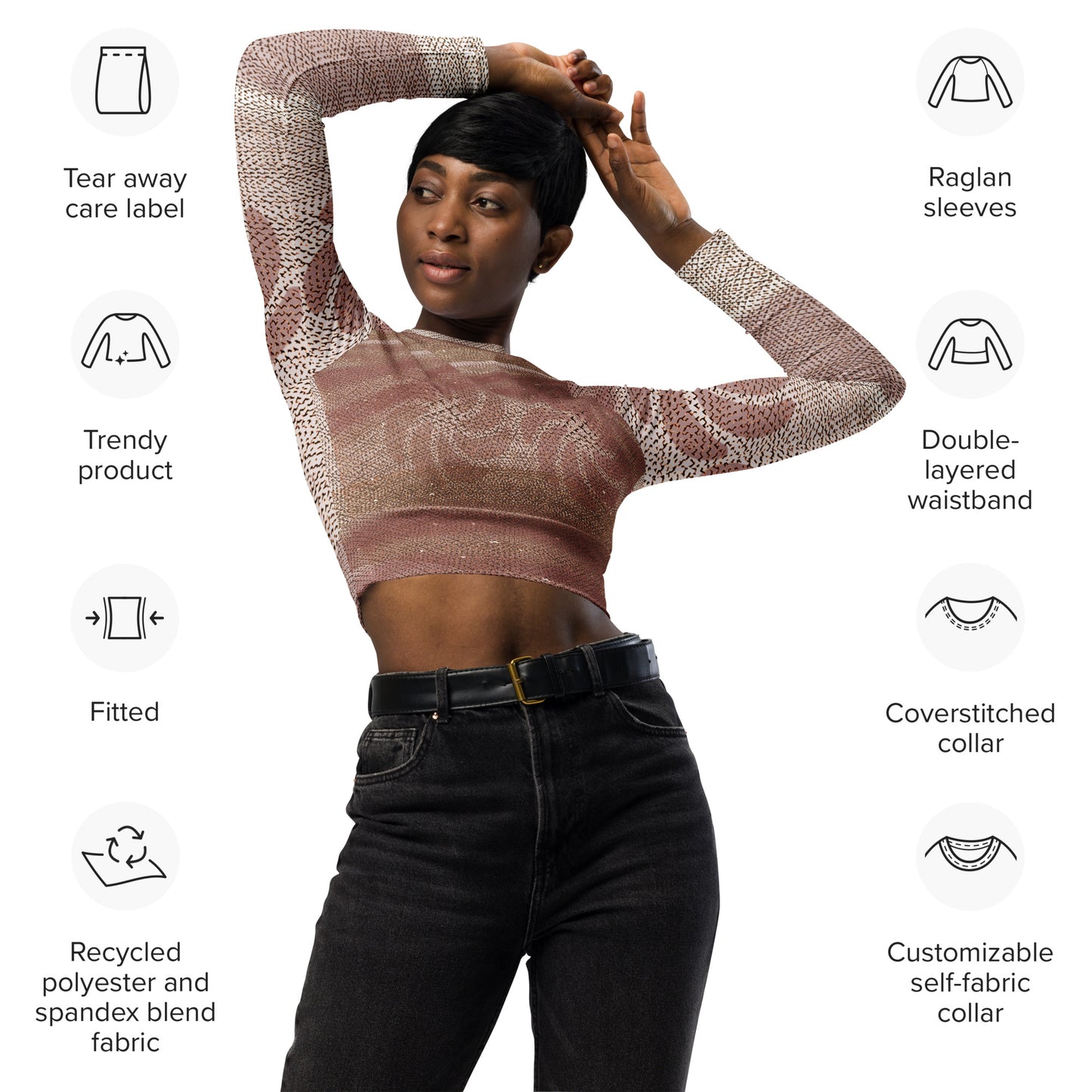 2-Hye: Lady's Long-Sleeve Crop Top 2-Hye